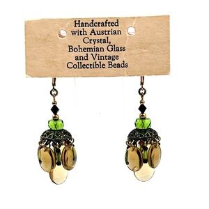 Handcrafted Earrings Austrian Crystal Bohemian Glass Vintage Beads